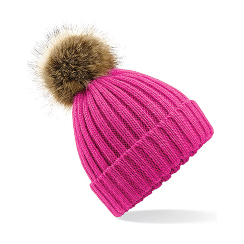 Fur Pom Pom Chunky Beanie