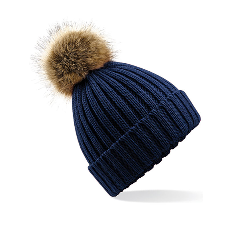 Fur Pom Pom Chunky Beanie