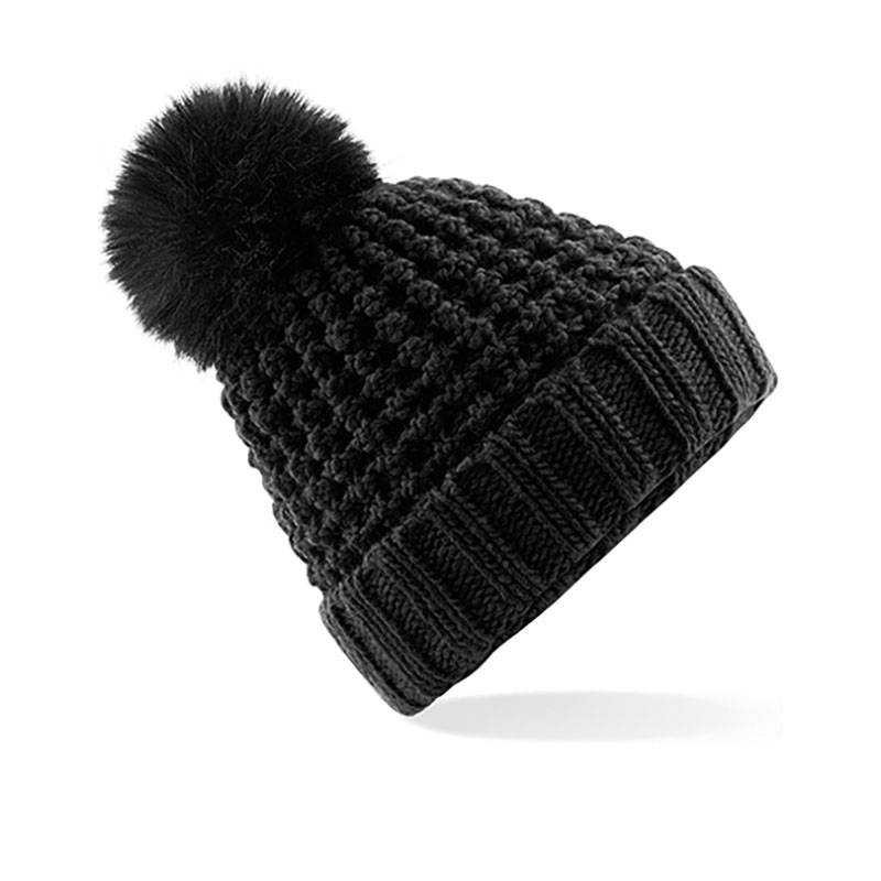 Popcorn Fur Pom Pom Beanie