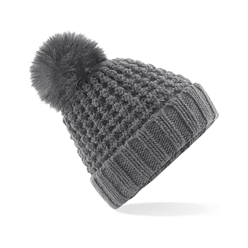 Popcorn Fur Pom Pom Beanie