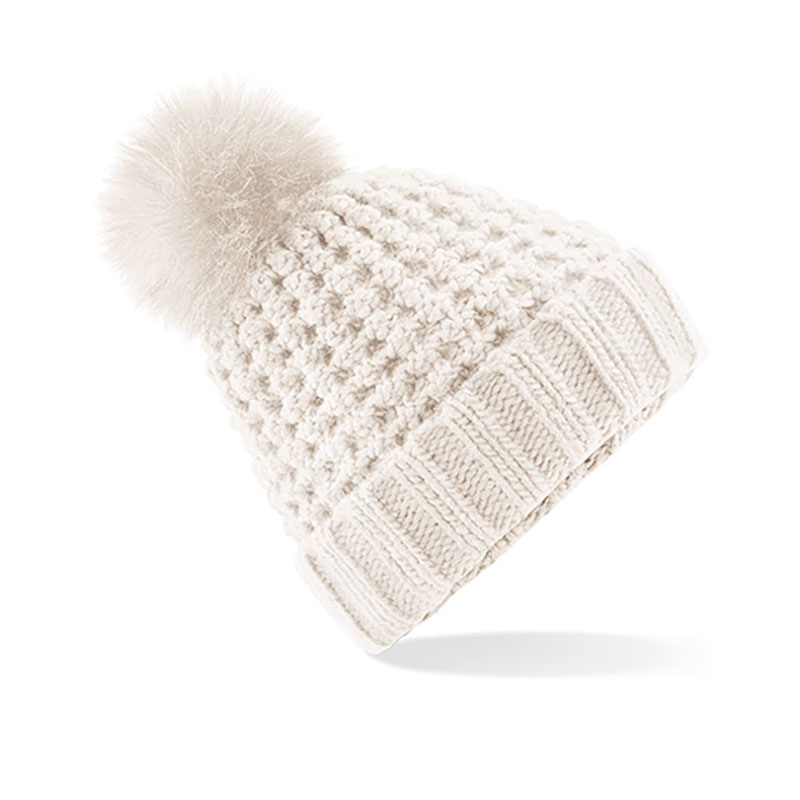 Popcorn Fur Pom Pom Beanie