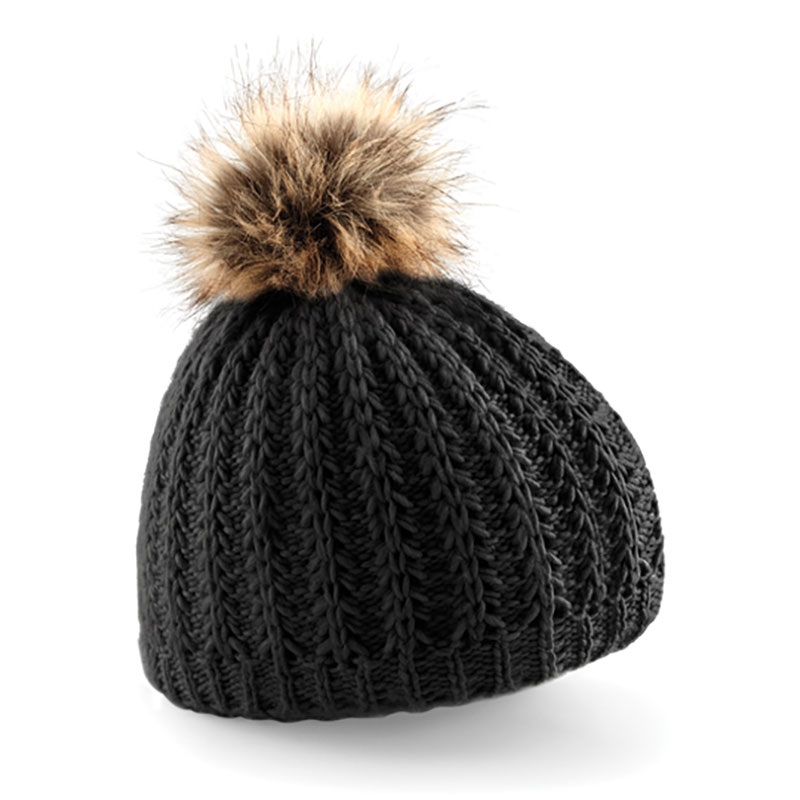 Faux Fur Pom Pom Beanie