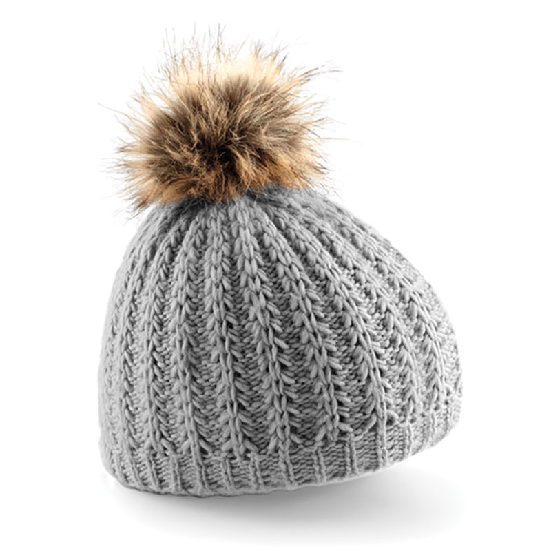Faux Fur Pom Pom Beanie
